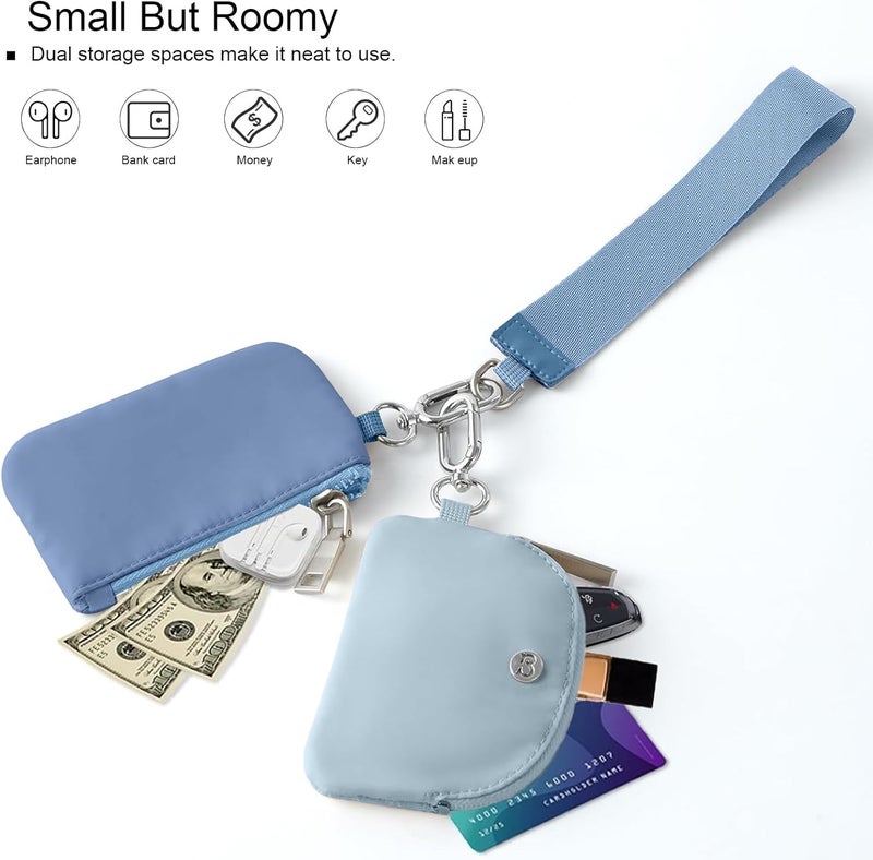 Babysun Mini Zip Around Dual Pouch Wristlet With 2 Straps Wristlet Keychain Wallet for Women Coin Purse Small Cute for Teen Girl - Image 3